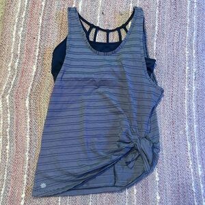 Athleta Striped Blue tank top 2 in 1